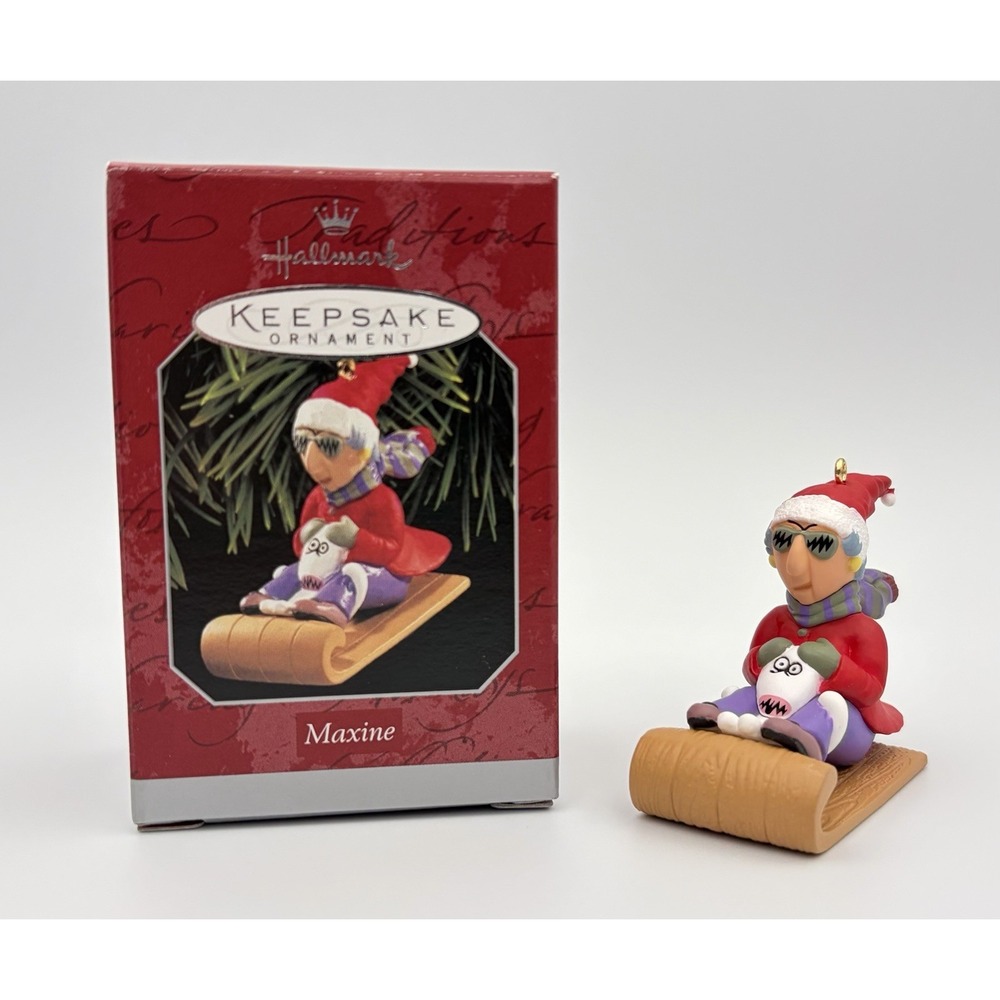 Hallmark Keepsake Ornament Maxine 1998 Shoebox Sled Toboggan Floyd Dog Vintage